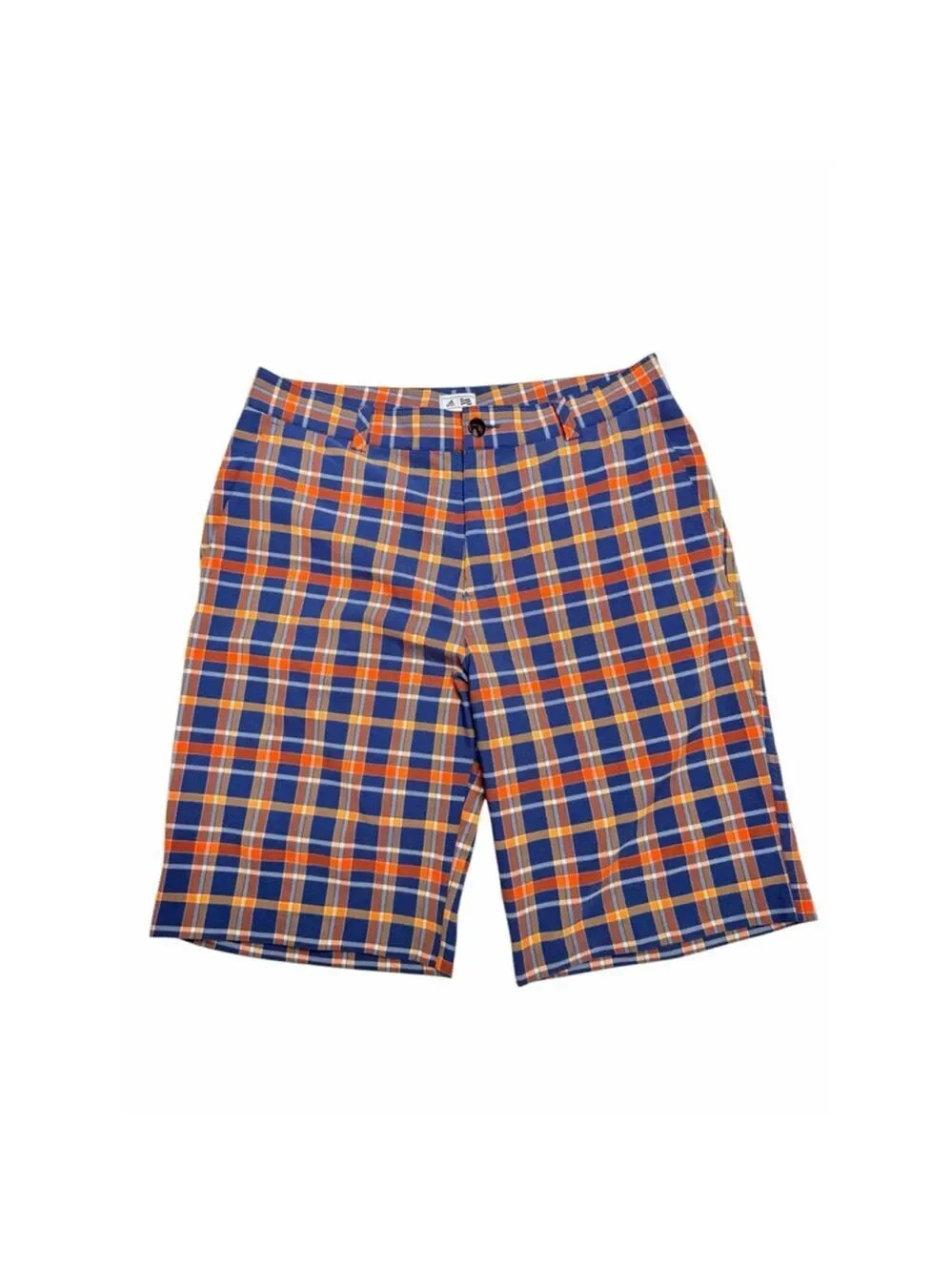Adidas Golf Plaid Shorts Mens 32 Blue Orange Flat Front Performance Casual